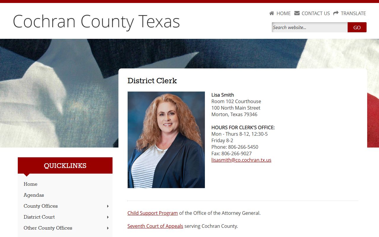 Cochran County court records after arrest district clerk contact