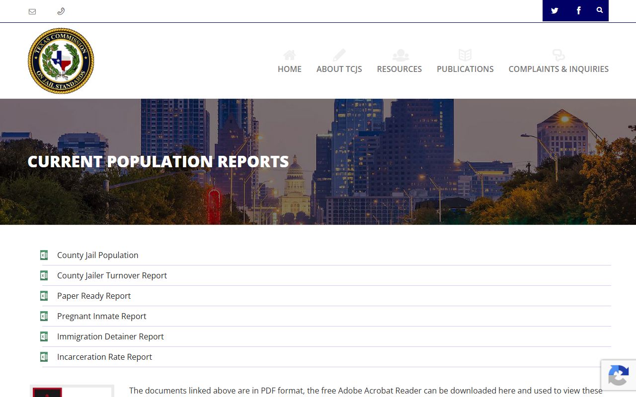 Texas TCJS population reports for Cochran County jail population records